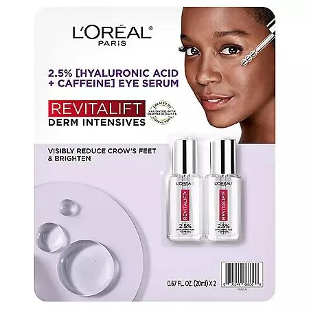 商品L'Oreal Paris|L'Oreal Paris Revitalift Hyaluronic Acid Eye Serum (0.67 fl. oz., 2 pk.),价格¥328,第1张图片