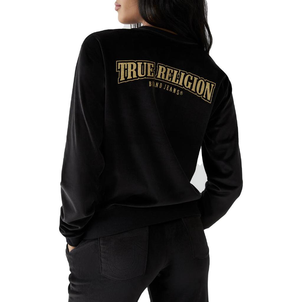 True Religion Women's Velvet Long Sleeve Crewneck Sweatshirt商品第6张图片规格展示