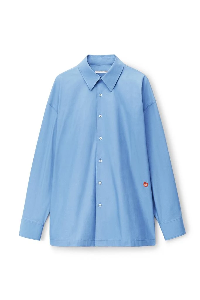 商品Alexander Wang|Button Up Boyfriend Shirt In Compact Cotton With Apple Logo Patch,价格¥2388,第1张图片