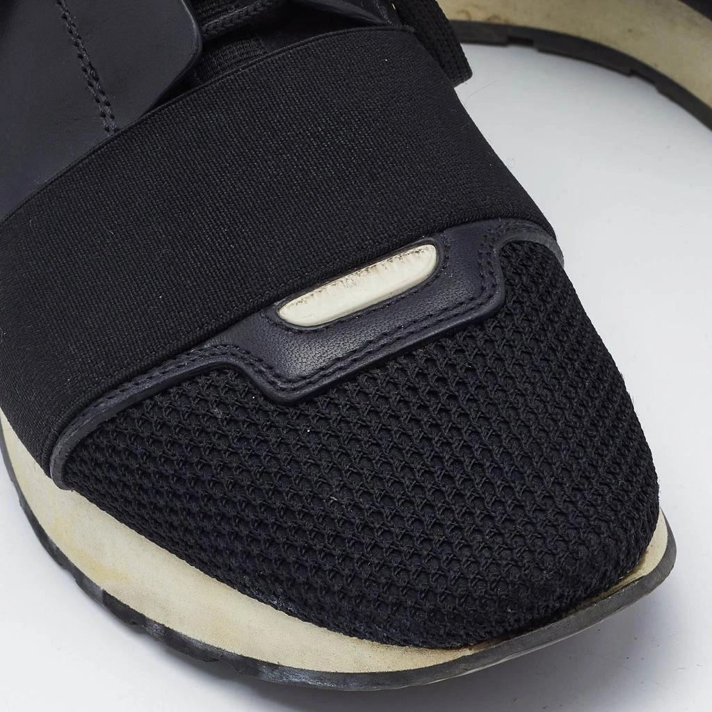 Balenciaga Black Fabric and Leather Race Runner Lace Up Sneakers Size 37 商品