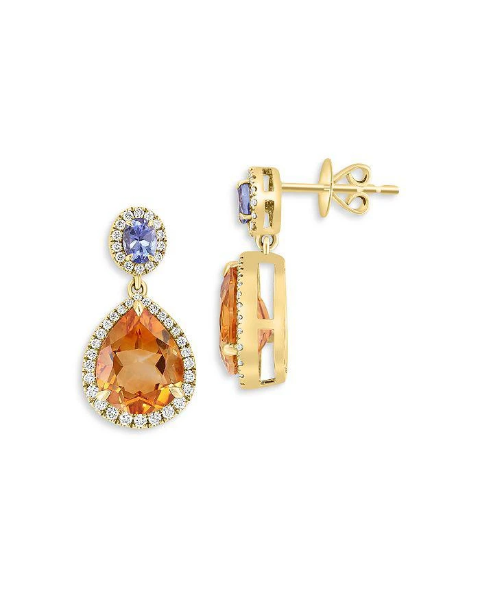 商品Bloomingdale's|Citrine, Tanzanite & Diamond Drop Earrings in 14K Gold - Exclusive ,价格¥23919,第2张图片详细描述
