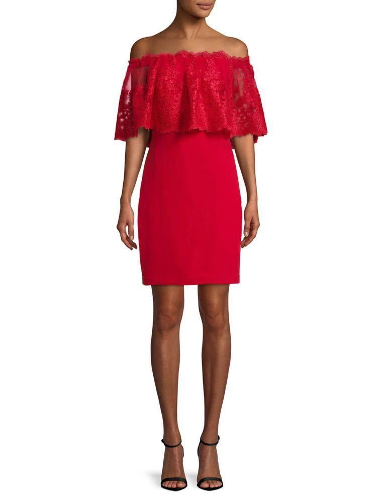 商品Belle Badgley Mischka|Floral Lace Overlay Dress,价格¥688,第1张图片