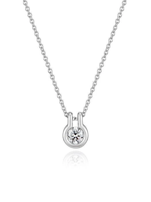 商品hyeres-lor|Happiness 14K 0.2ct Diamond Necklace - White Gold,价格¥3630,第1张图片