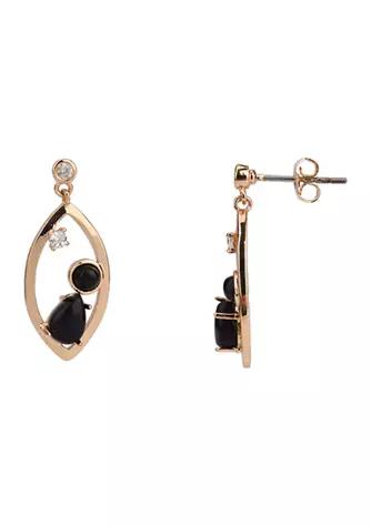 RHODE & CO | Teardrop Earrings with Black Agate Stones in Gold Tone Plated Silver 72.62元 商品图片