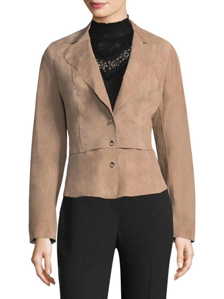 商品Tahari|Sally Notched-Lapel Leather Blazer,价格¥3182,第1张图片