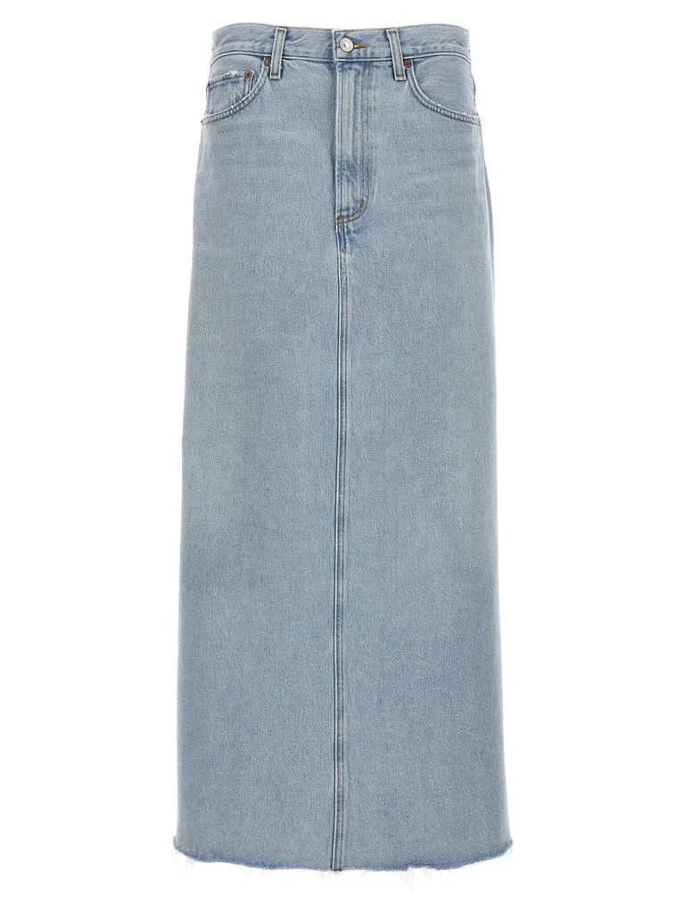 商品AGOLDE|AGOLDE Mid-Rise Frayed Edge Denim Skirt,价格¥1327,第1张图片