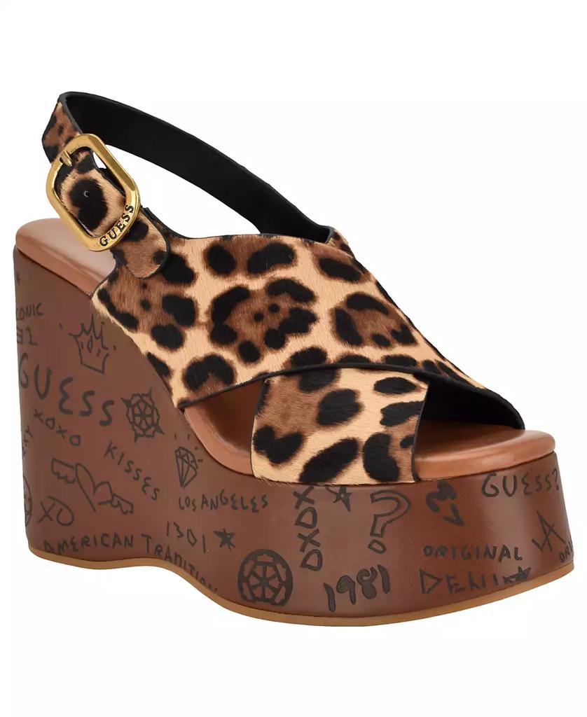 Sandalias de cuña de plataforma alta con logo en relieve para mujer de Yarisel image 2