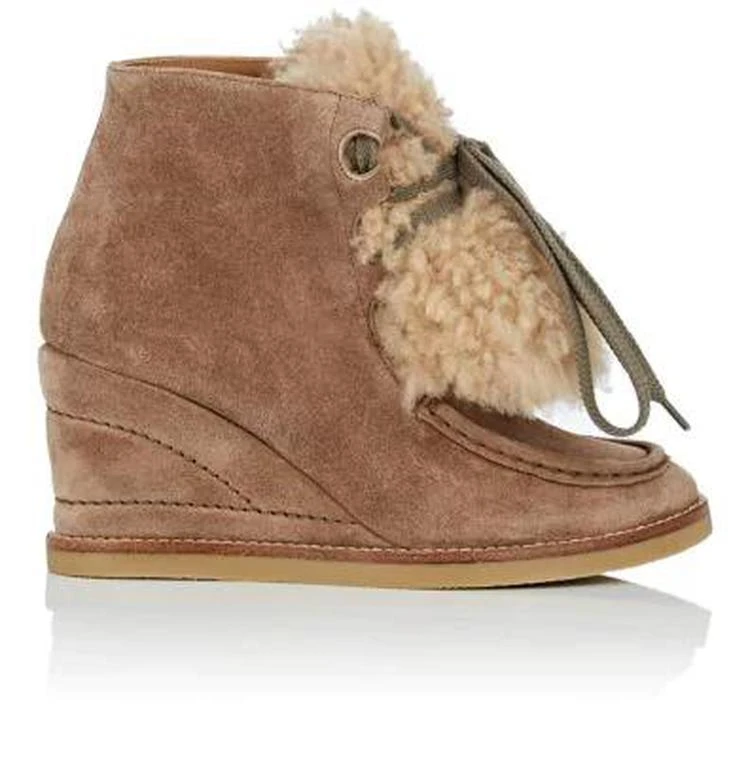 商品Chloé|Perry Suede Wedge Boots,价格¥2522,第1张图片