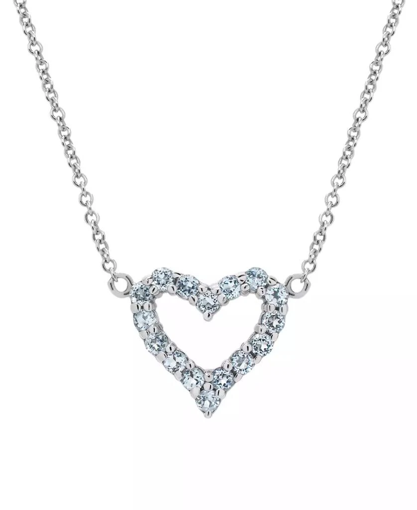 商品Macy's|Lab-Grown Aquamarine Open Heart 18" Pendant Necklace (5/8 ct. t.w.) in Sterling Silver,价格¥264,第1张图片