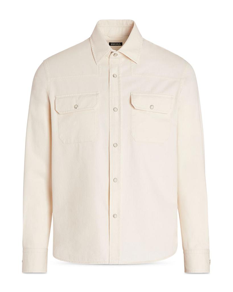 Washed Denim Long Sleeve Shirt商品第5张图片规格展示