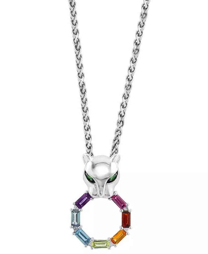 商品Effy|EFFY® Multi-Gemstone (7/8 ct. t.w.) Panther & Ring 18" Pendant Necklace in Sterling Silver,价格¥4715,第3张图片详细描述