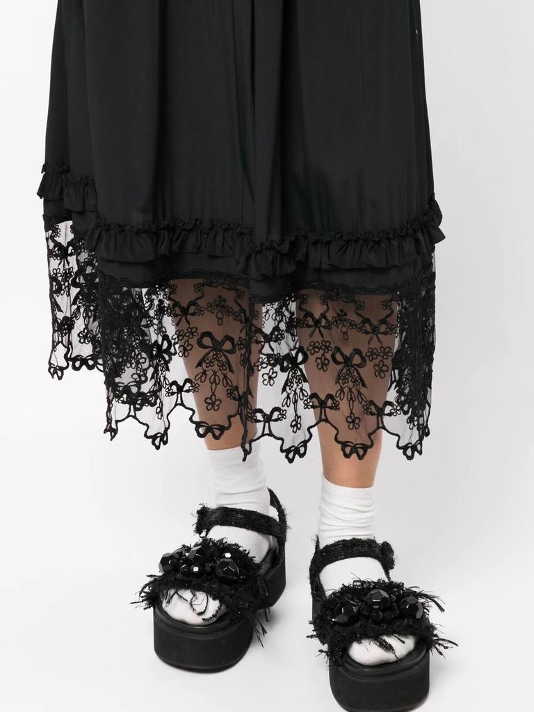 商品Simone Rocha|SIMONE ROCHA WOMEN ELASTICATED MAXI SKIRT W/ LACE TRIM,价格¥7394,第6张图片详细描述