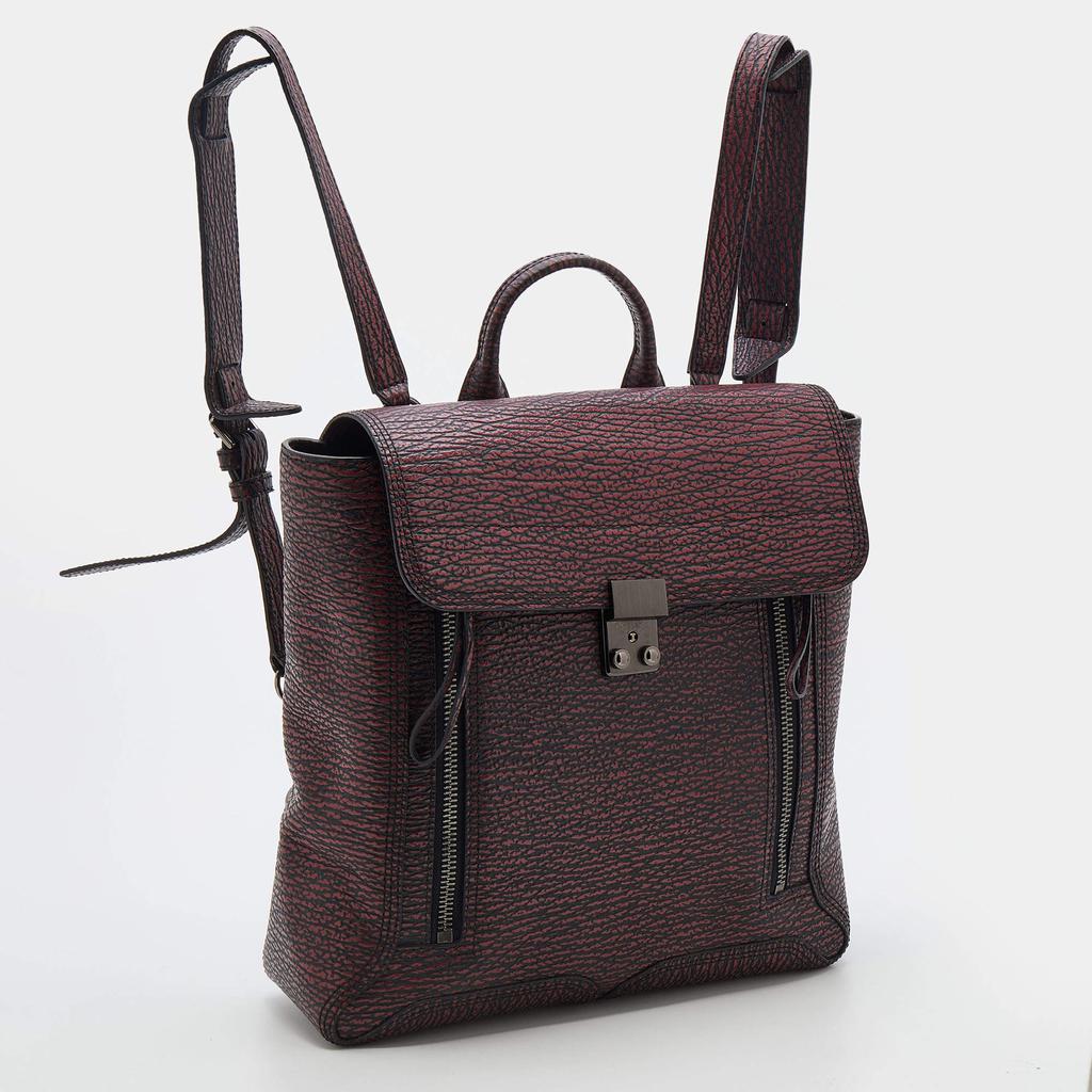 3.1 Phillip Lim Burgundy Black Textured Leather Pashli Backpack商品第3张图片规格展示