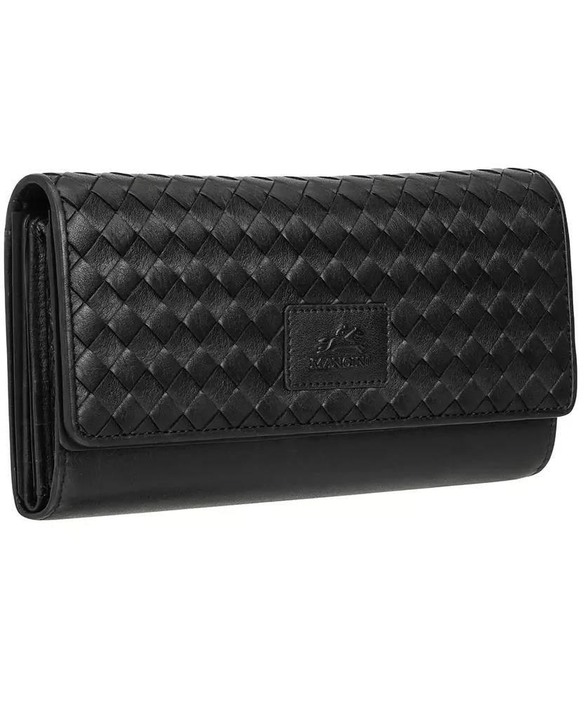 商品Mancini Leather Goods|Women's Basket Weave Collection RFID Secure Quadruple Fold Wallet,价格¥887,第2张图片详细描述