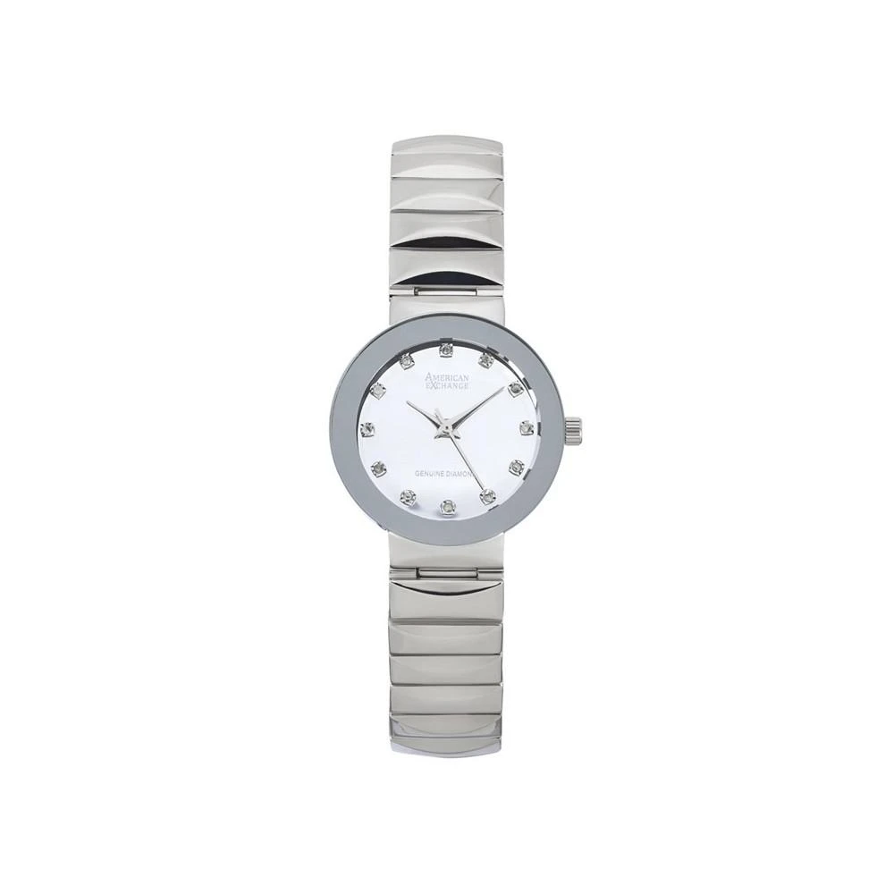 商品American Exchange|Ladies Genuine Diamond Collection Shiny Silver Watch, 28mm,价格¥394,第1张图片