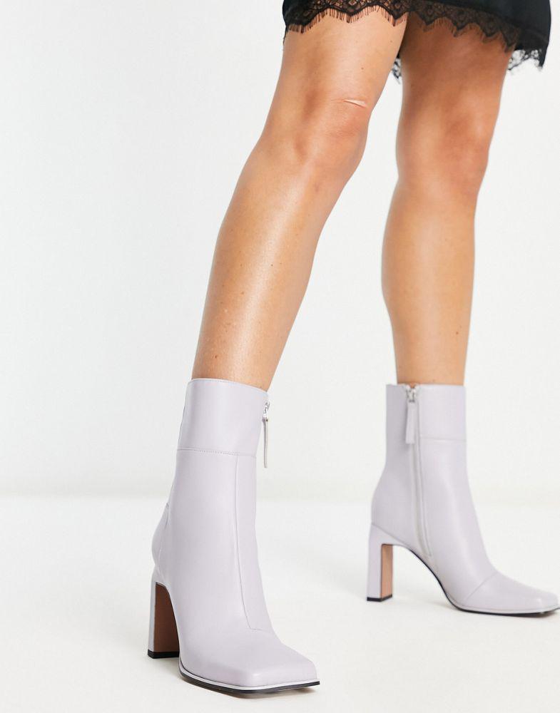 ASOS DESIGN Envy leather high-heeled boots in lilac商品第2张图片规格展示