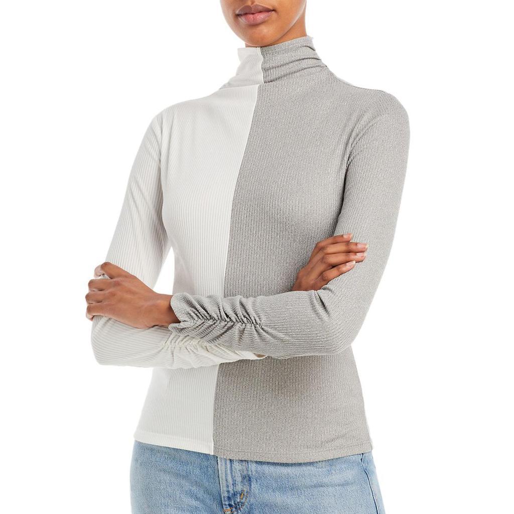 商品AQUA|Aqua Womens Colorblock Knit Turtleneck Sweater,价格¥98,第3张图片详细描述