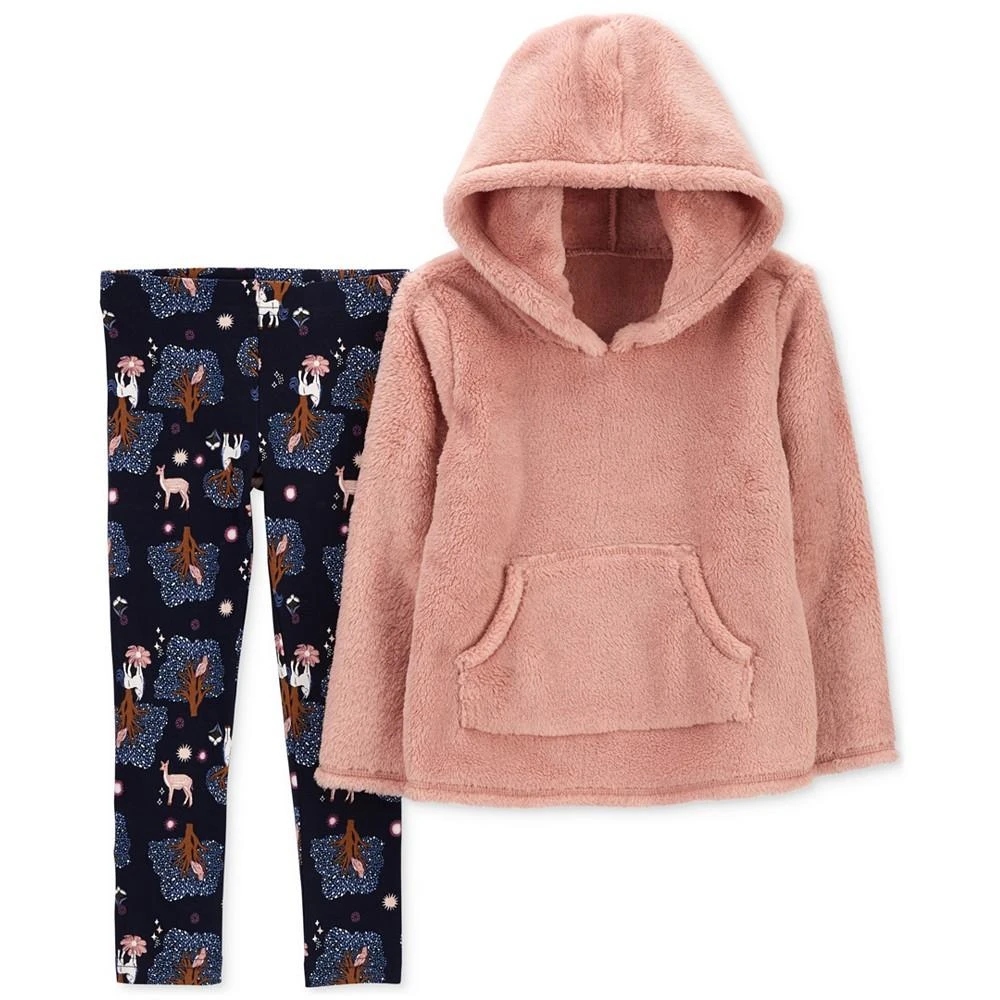 商品Carter's|Toddler Girls Fuzzy Velboa Hoodie and Printed Leggings, 2 Piece Set,价格¥285,第1张图片