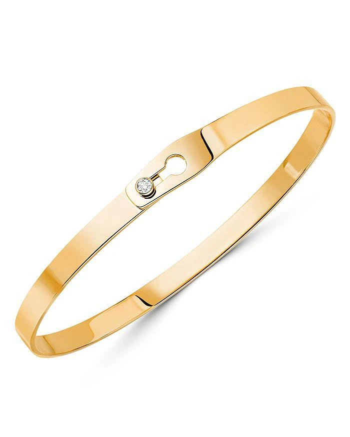 商品Dinh Van|18K Yellow Gold Serrure Bangle Bracelet with Diamonds,价格¥35487,第1张图片详细描述
