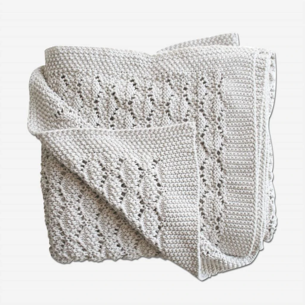 商品Alimrose|Organic Heritage Knit Baby Blanket In Cloud,价格¥390,第2张图片详细描述