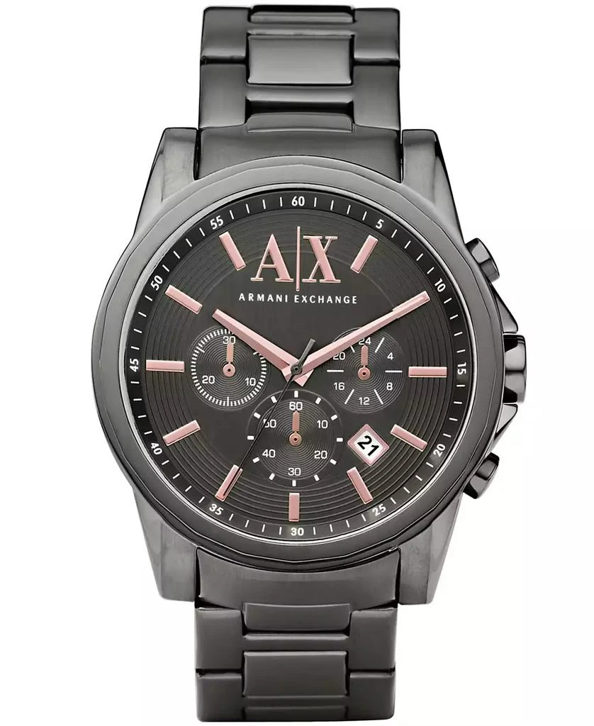 商品Armani Exchange|Men's Chronograph Gunmetal Gray Stainless Steel Bracelet Watch 45mm,价格¥955,第1张图片