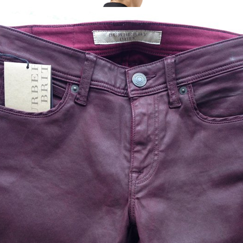 BURBERRY 女士酒红色涂层紧身牛仔裤 3947339商品第3张图片规格展示
