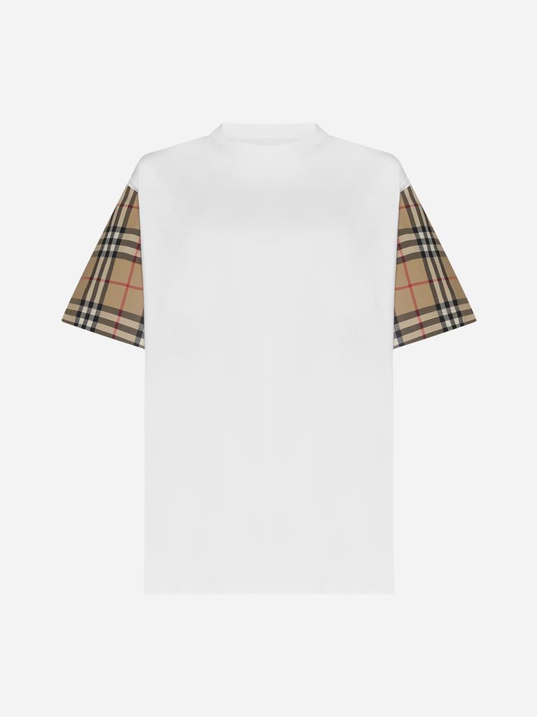 商品Burberry|Check sleeves cotton t-shirt,价格¥3219,第1张图片