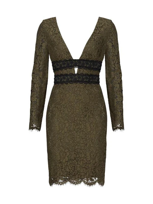 商品Diane von Furstenberg|Plunging Neckline Lace Sheath Mini Dress,价格¥1210,第4张图片详细描述