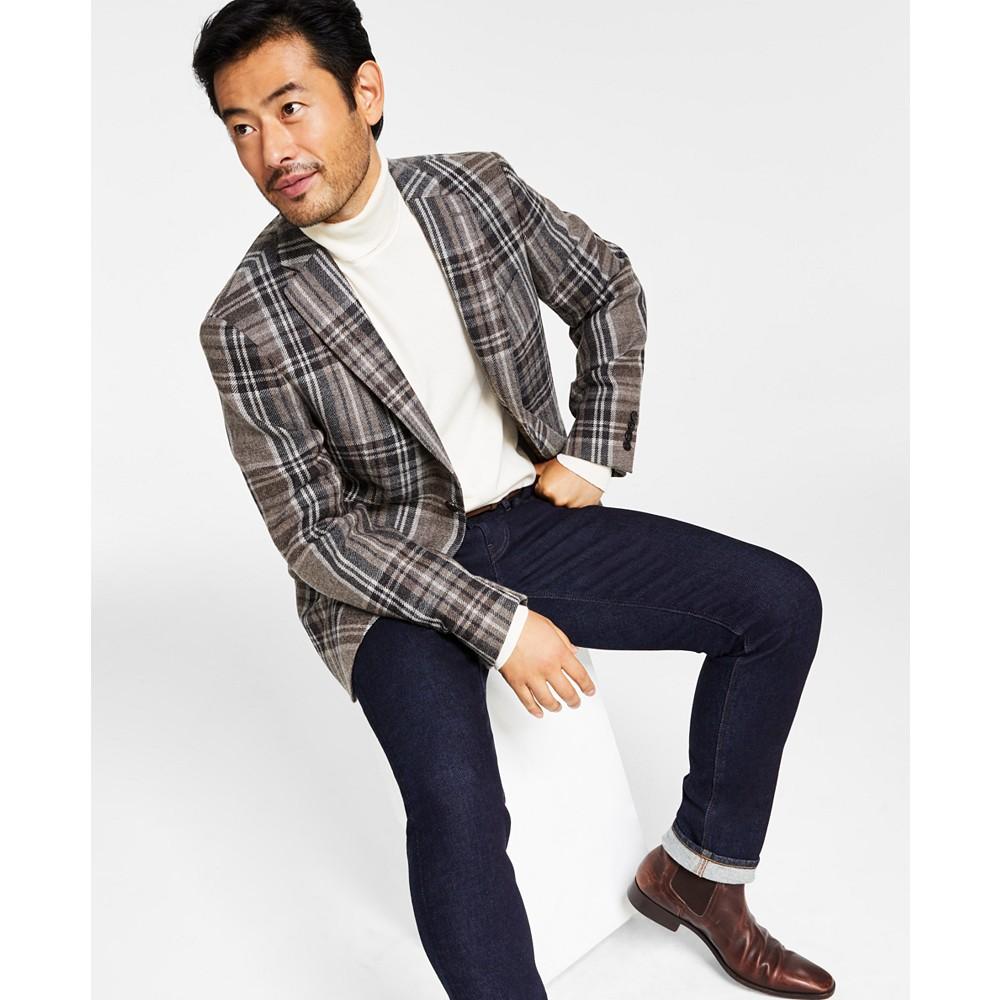 Men's Classic-Fit Ultraflex Stretch Plaid Wool Blazer商品第3张图片规格展示