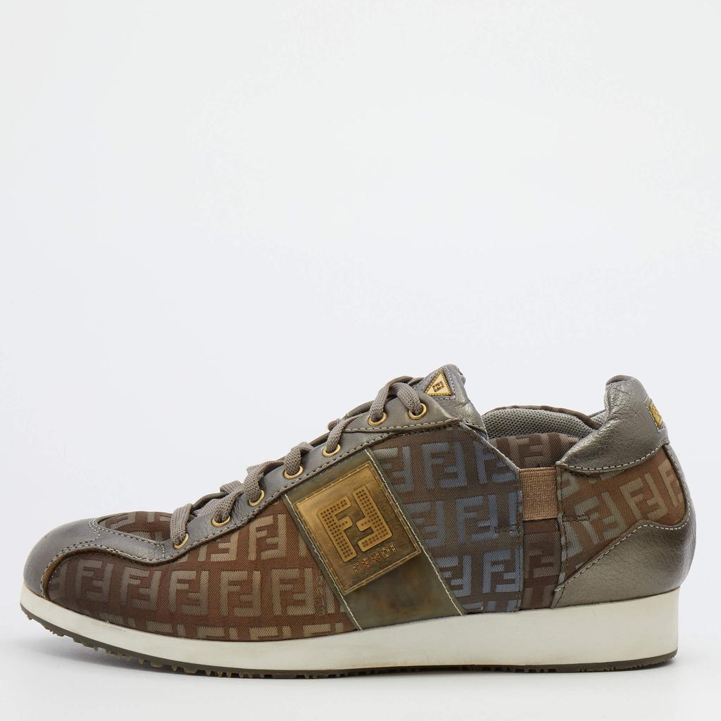 Fendi Multicolor Leather and Zucca Canvas Low Top Sneakers Size 38商品第1张图片规格展示