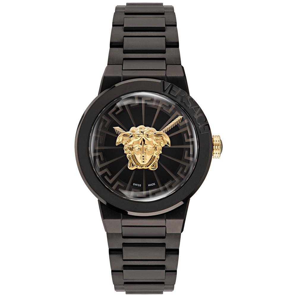 Women's Swiss Medusa Infinite Black Ion Plated Stainless Steel Bracelet Watch 38mm商品第1张图片规格展示