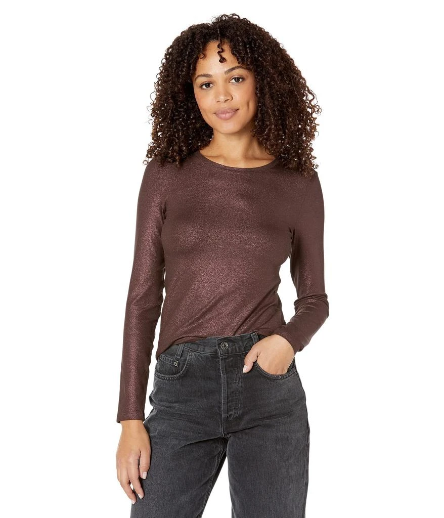 商品MAJESTIC FILATURES|Soft Touch Metallic Long Sleeve Crew Neck,价格¥671,第1张图片