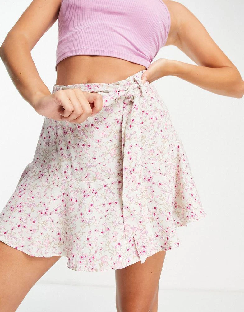 商品En Creme|En Crème mini flippy skirt with tie waist in pink floral,价格¥169,第4张图片详细描述