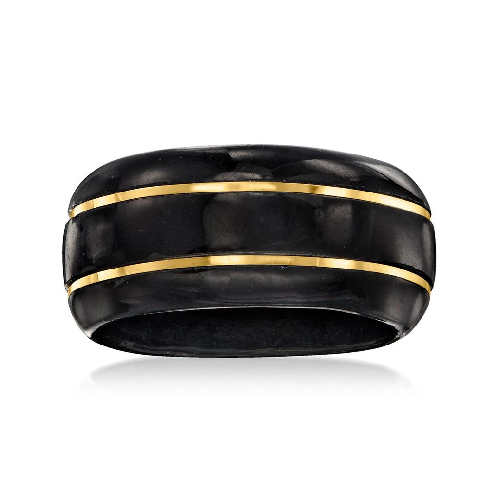 商品Ross-Simons|Black Jade Ring With 14kt Yellow Gold,价格¥1138,第1张图片