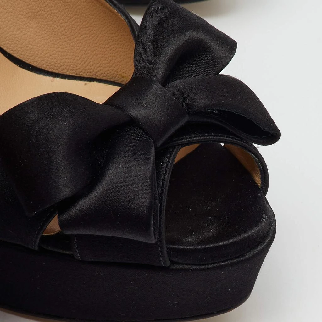 Valentino Black Satin Couture Bow Peep Toe Platform Pumps Size 38.5 商品