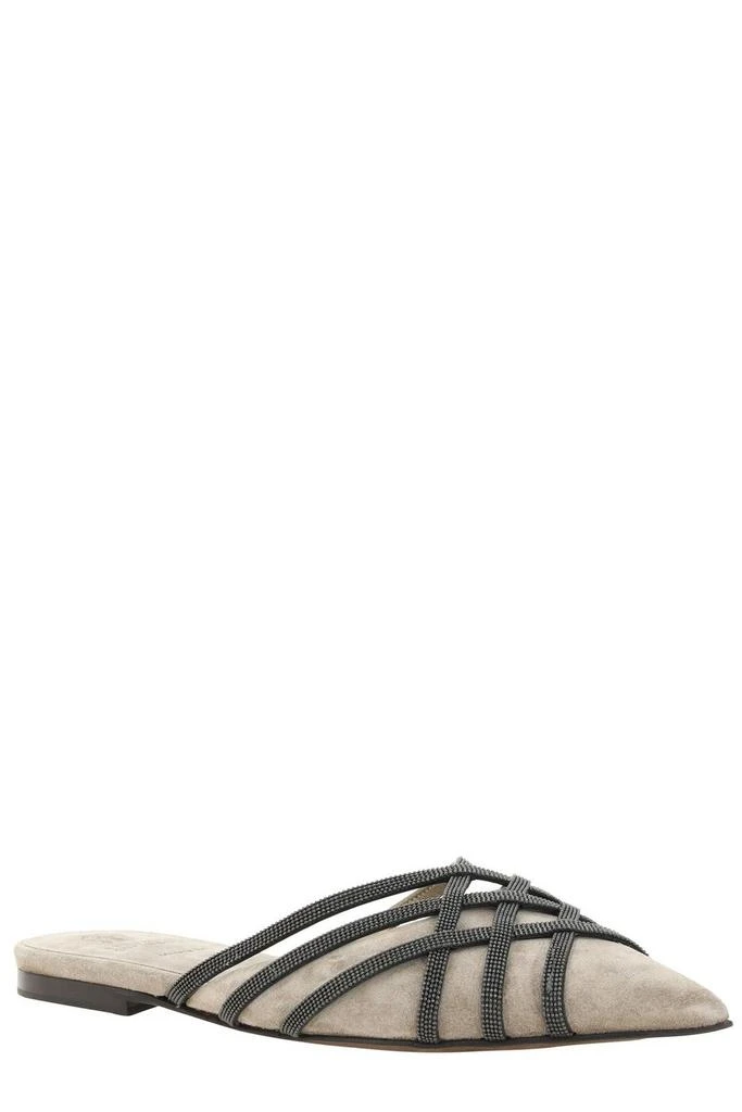 商品Brunello Cucinelli|Brunello Cucinelli Embellished Pointed Toe Mules,价格¥5349,第2张图片详细描述