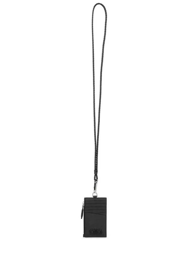 商品Salvatore Ferragamo|Logo Leather Card Holder W/neck Strap,价格¥5747,第1张图片