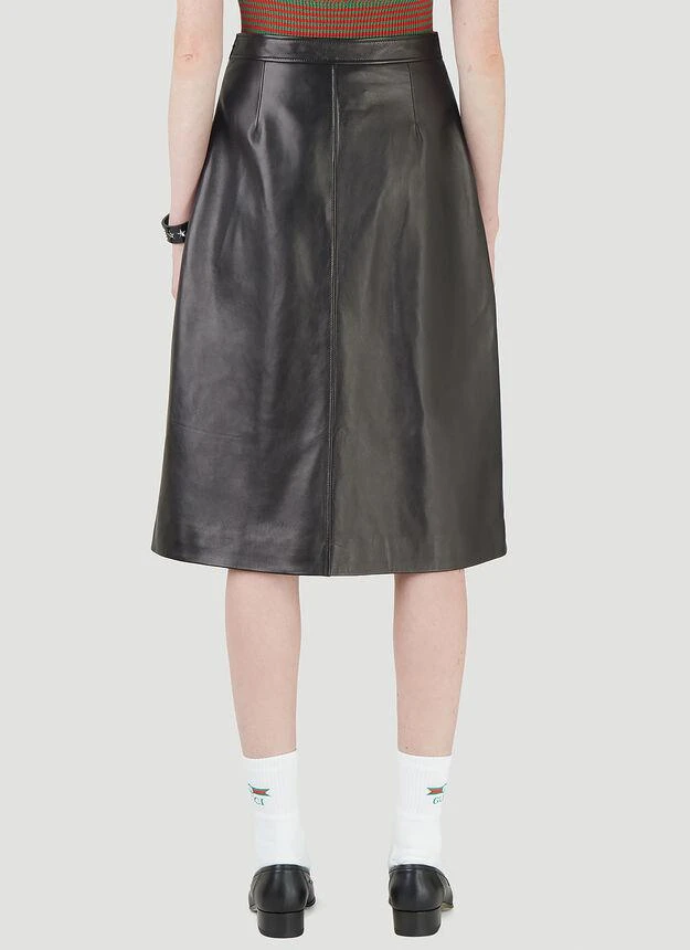 商品Gucci|Horsebit Leather Skirt in Black,价格¥19201,第4张图片详细描述