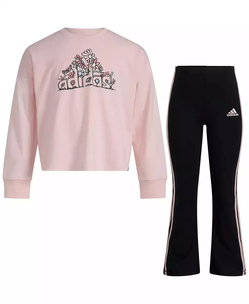 商品Adidas|Little & Toddler Girls Long-Sleeve T-Shirt & Flare Pants, 2 Piece Set,价格¥210,第4张图片详细描述