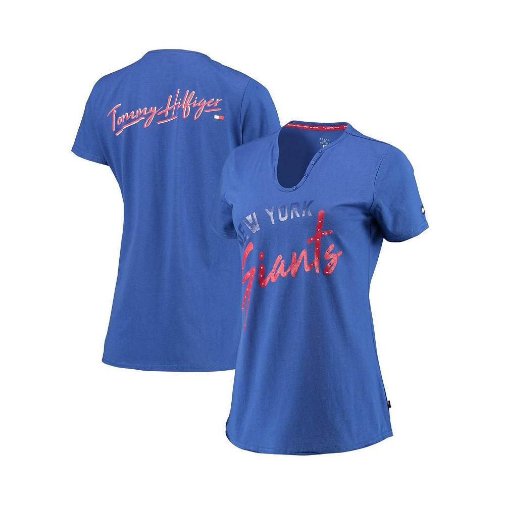 Women's Royal New York Giants Riley V-Neck T-shirt商品第1张图片规格展示