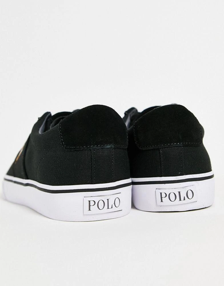 商品Ralph Lauren|Polo Ralph Lauren canvas sayer trainer in black with multi pony logo,价格¥488,第4张图片详细描述