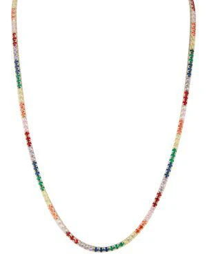 商品Chloe & Madison|14K Goldplated Sterling Silver & Multi-Color Cubic Zirconia Tennis Necklace,价格¥620,第1张图片