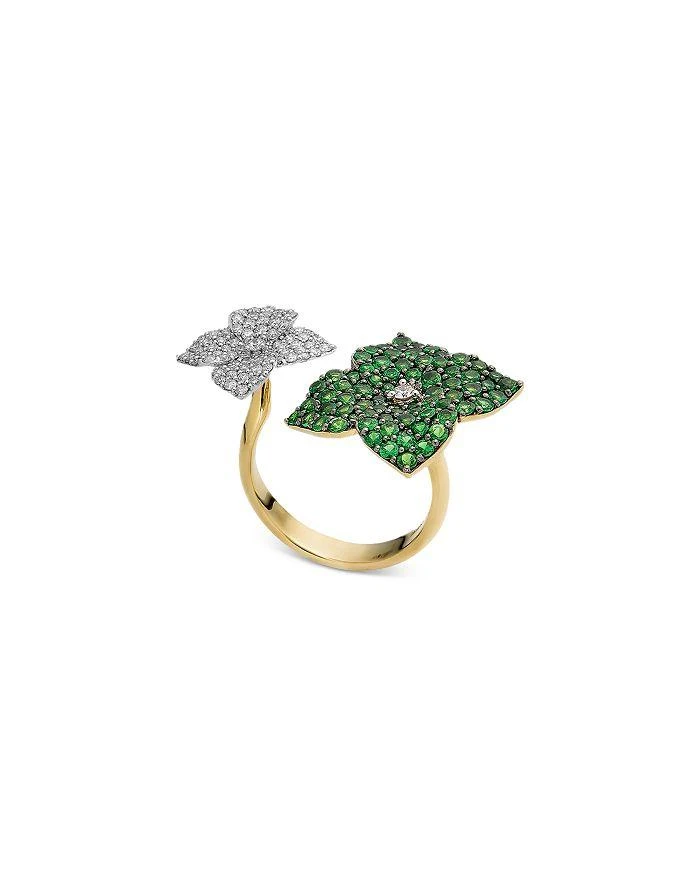 商品Piranesi|18K Yellow Gold Double Fiore Ring with Green Tsavorite Garnets and Diamonds,价格¥57401,第2张图片详细描述