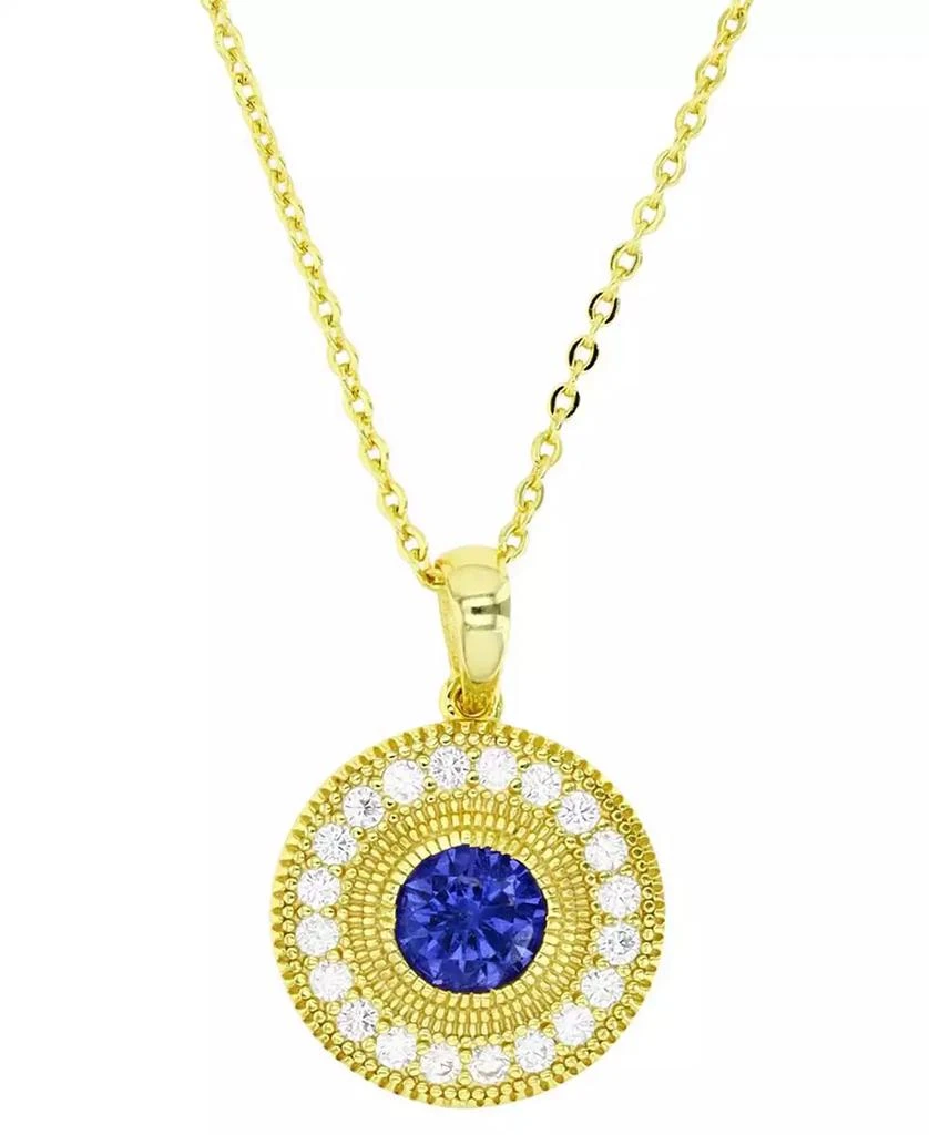 商品Macy's|Cubic Zirconia Halo Halo Bead Disc Pendant Necklace in 14k Gold-Plated Sterling Silver, 18" + 2" extender,价格¥260,第1张图片