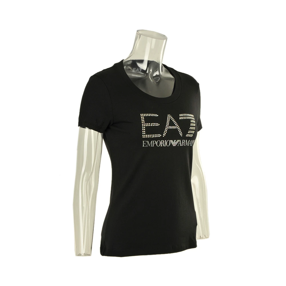 商品Emporio Armani|Emporio Armani 安普里奥 阿玛尼 黑色棉氨纶女士T恤 3YTT81-J12Z-1200,价格¥434,第1张图片