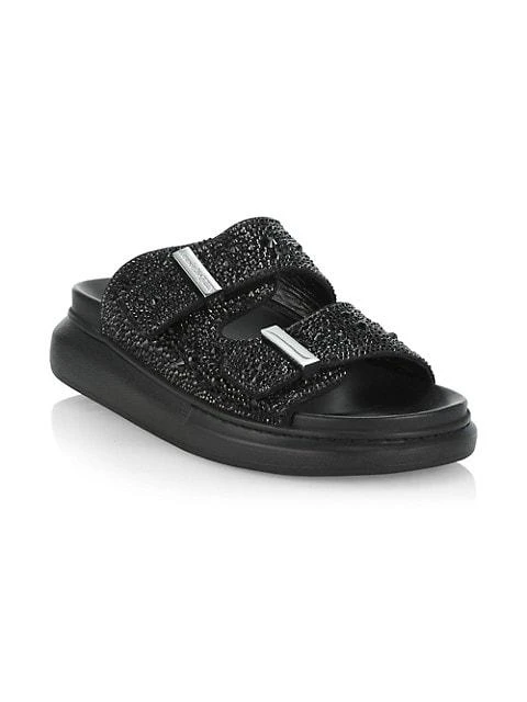 商品Alexander McQueen|Hybrid Double Buckle Crystal Slides,价格¥2226,第2张图片详细描述