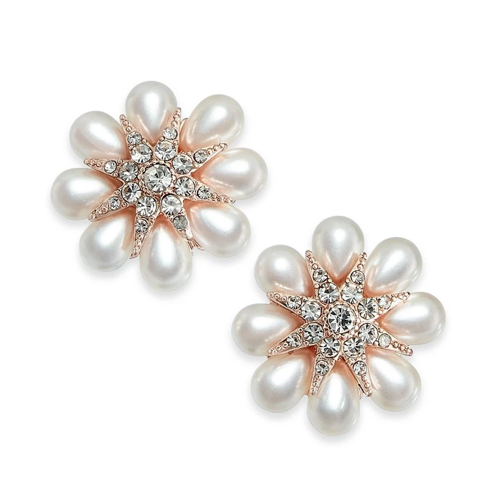 商品Charter Club|Crystal & Imitation Pearl Flower Stud Earrings, Created for Macy's,价格¥68,第1张图片