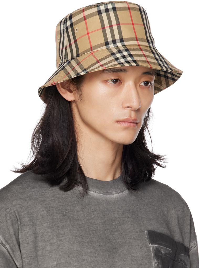 ハット BURBERRY BEIGE POLYESTER BLEND BUCKET HAT Burberry Beige Check Fleece Bucket Hat Burberry