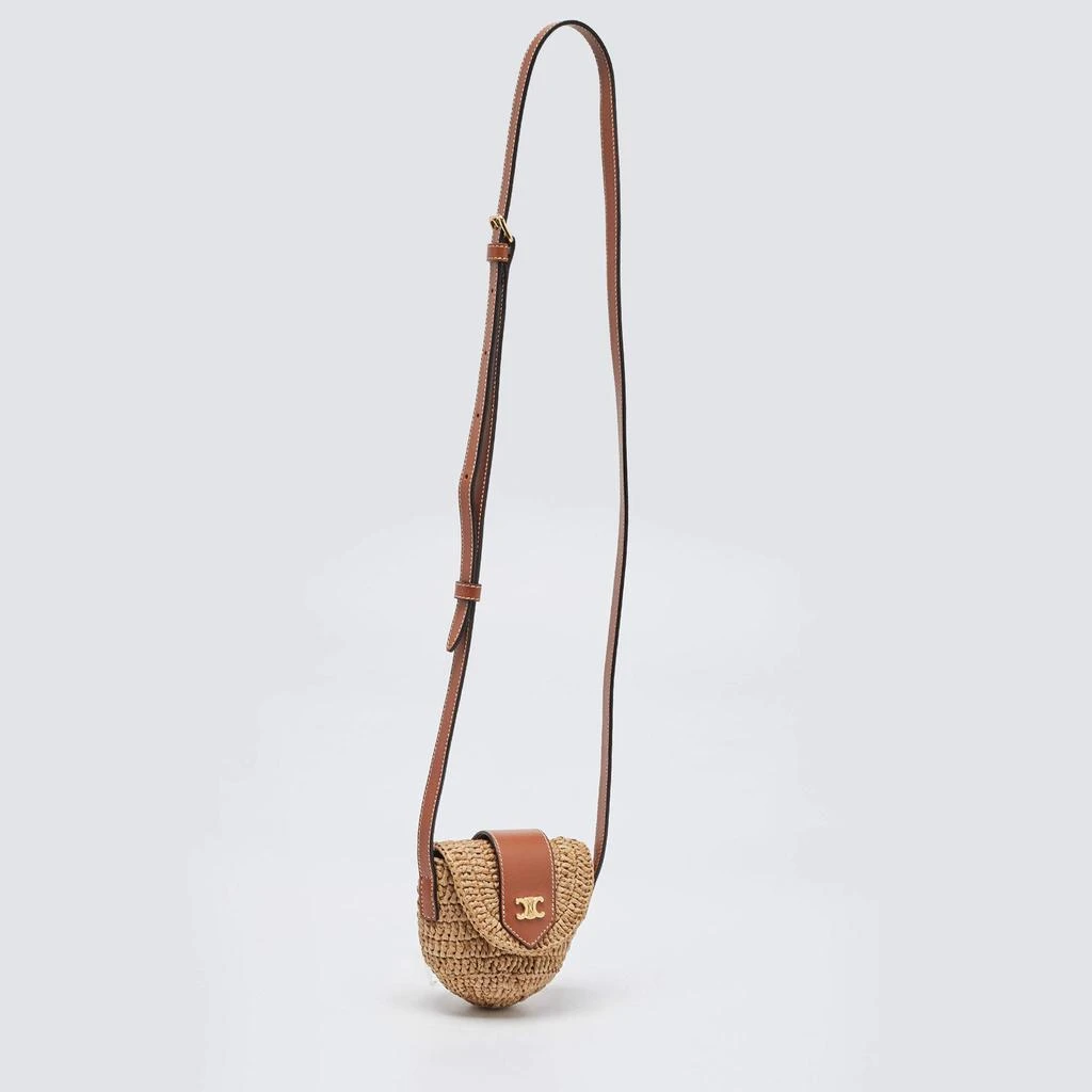 商品[二手商品] Celine| Celine Beige/Brown Straw and Leather Crossbody Bag,价格¥17981,第3张图片详细描述