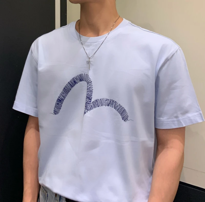 【享贝家】（国内现货-QD）Evisu 福神 胸前大logo图案宽松短袖T恤 男女同款 蓝色 ET5UTS901SB 商品